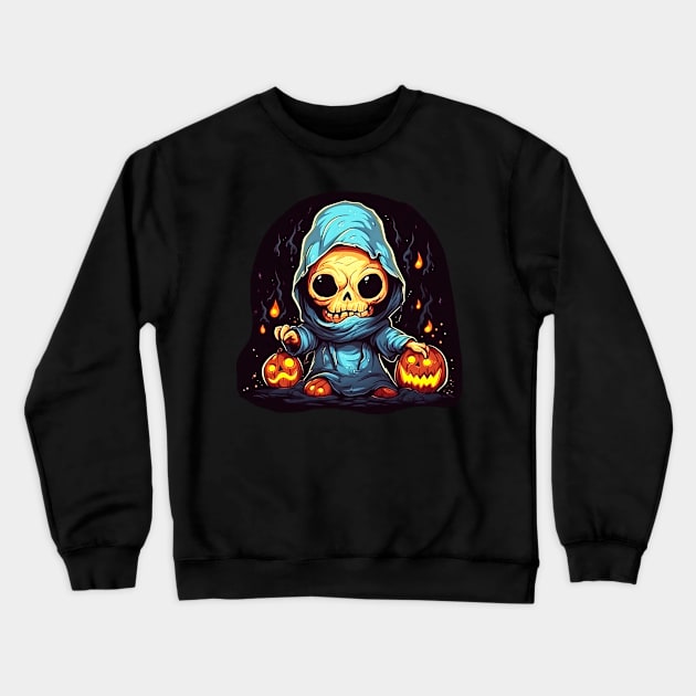 Eerie Halloween Ghoul Art - Spooky Season Delight Crewneck Sweatshirt by Captain Peter Designs